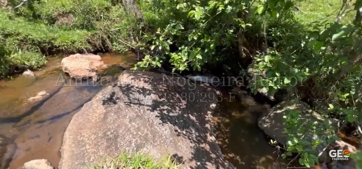Riacho com pedras e vegetação em área rural