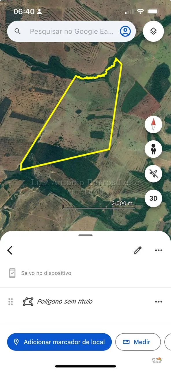 Imagem de satélite com área rural delimitada