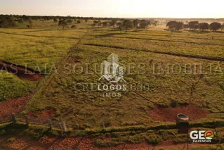 Terreno rural com cercas e pastagem ao entardecer