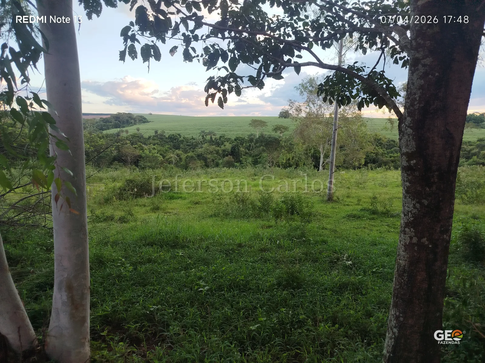 Área rural com vegetação e campo aberto
