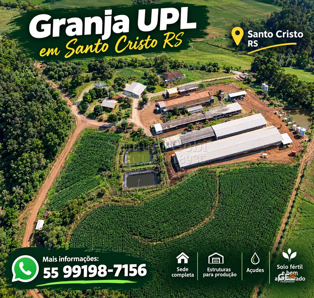 Vista aérea da Granja UPL em Santo Cristo RS