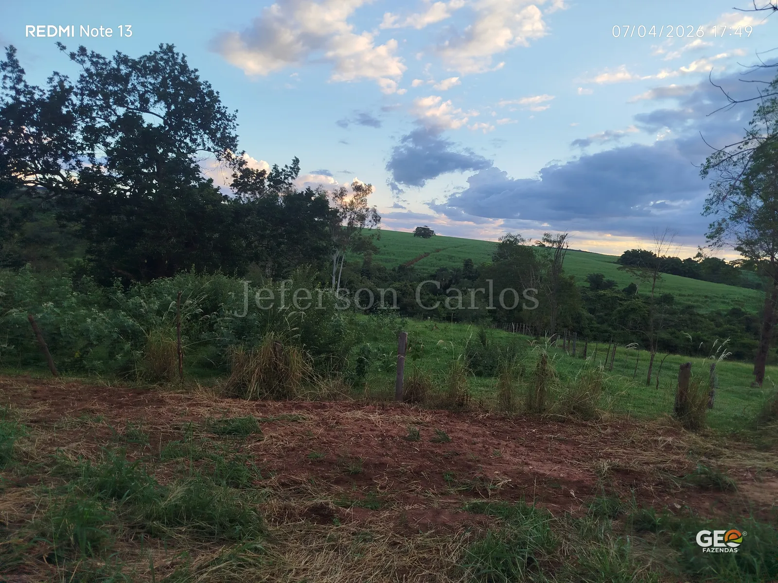 Área rural com vegetação e terreno aberto